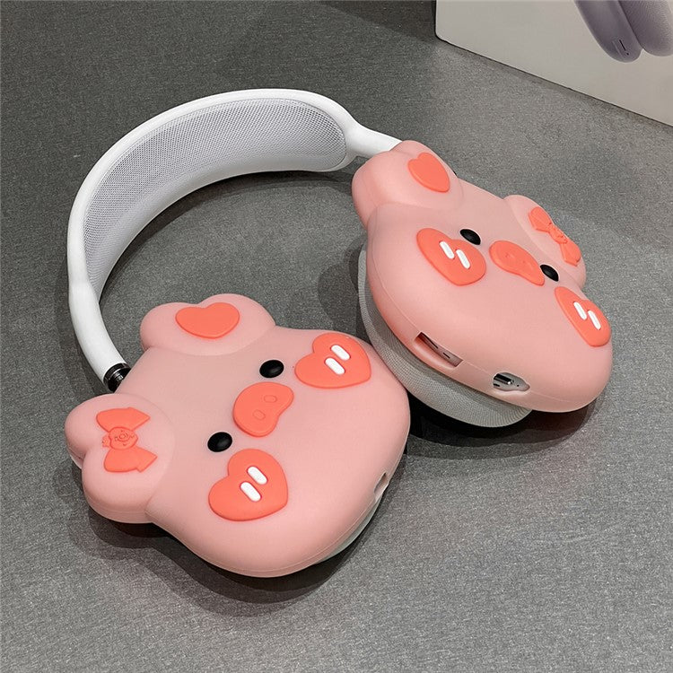 For AirPods Max 2024 (USB-C) / Max Headphone Earpad Protector Soft Silicone Headset Cover Lovely Piggy Shape Design