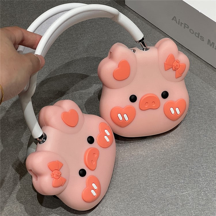 For AirPods Max 2024 (USB-C) / Max Headphone Earpad Protector Soft Silicone Headset Cover Lovely Piggy Shape Design