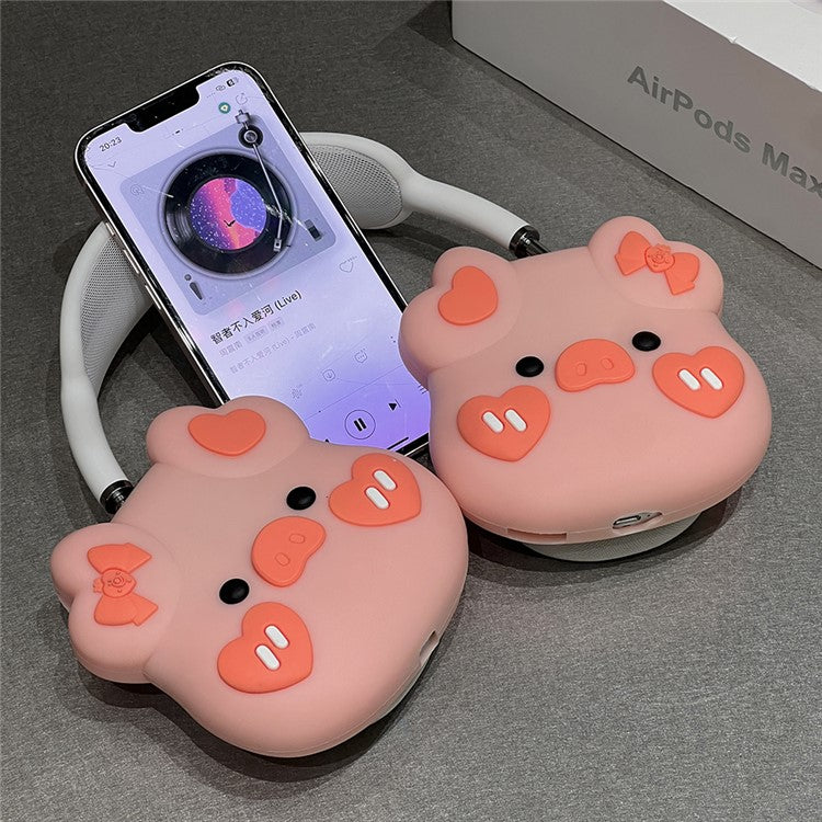 For AirPods Max 2024 (USB-C) / Max Headphone Earpad Protector Soft Silicone Headset Cover Lovely Piggy Shape Design