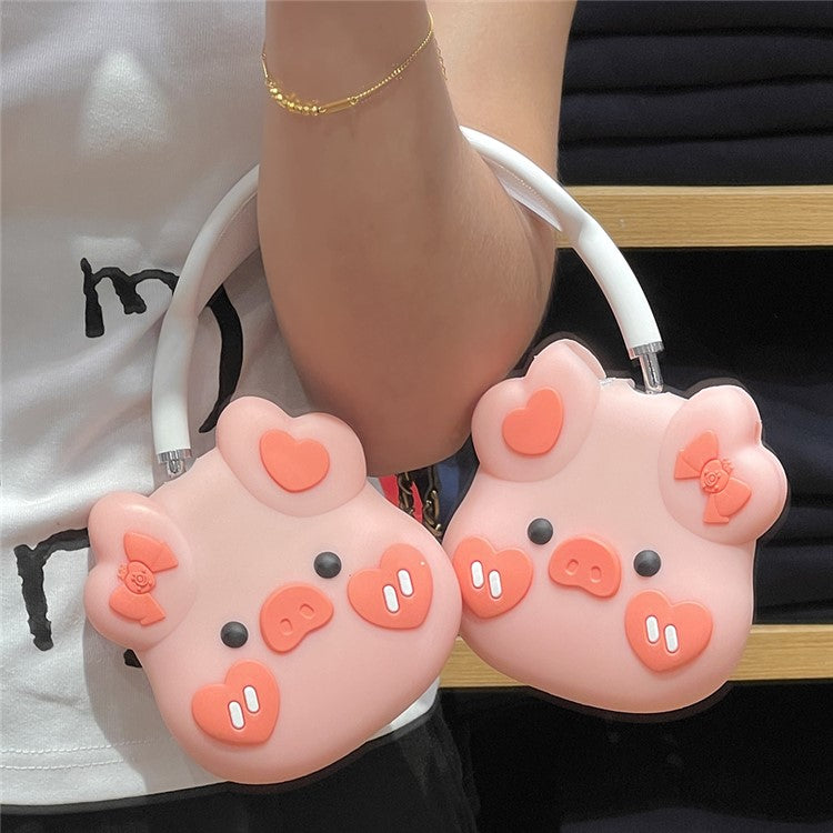 For AirPods Max 2024 (USB-C) / Max Headphone Earpad Protector Soft Silicone Headset Cover Lovely Piggy Shape Design