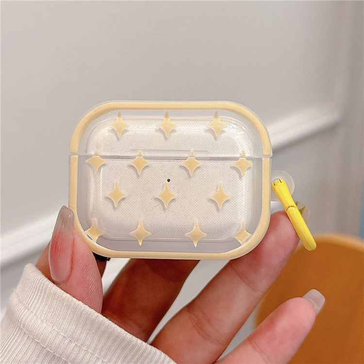 For Apple AirPods 3 Bluetooth Earphone Case Fresh Pattern TPU Anti-Drop Cover with Ring Buckle - Star