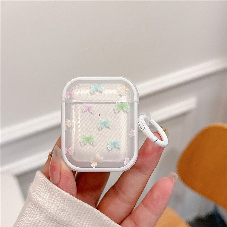 For Apple AirPods with Charging Case (2016) (2019) / Wireless Charging Case (2019) TPU Protective Cover with Buckle - Butterfly