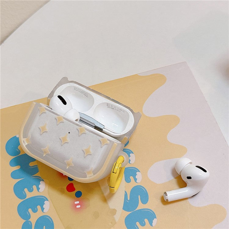 For Apple AirPods Pro 2 / Pro Bluetooth Earphone Case Fresh Pattern TPU Protective Cover with Ring Buckle - Star