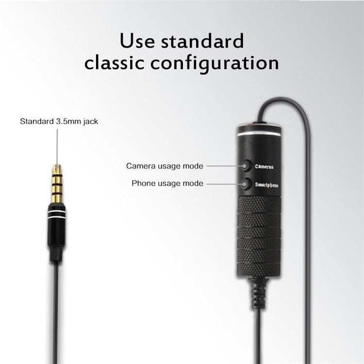 MB-Q01 Lavalier Microphone Clip-on 3.5mm Collar Condenser Lapel Mic