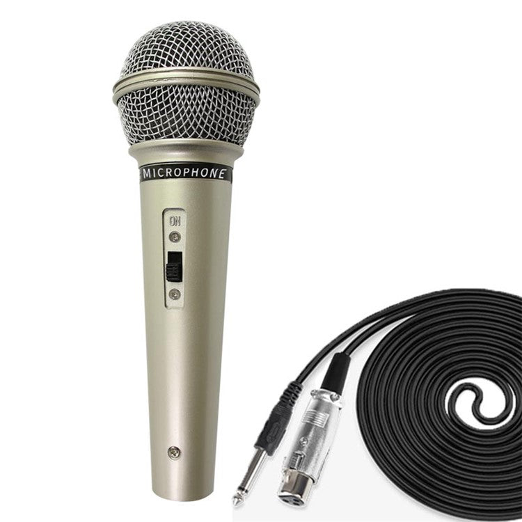 MB-106 Ergonomic Handheld Mic Plug and Play Wired Microphone with 3m Cable - Champagne