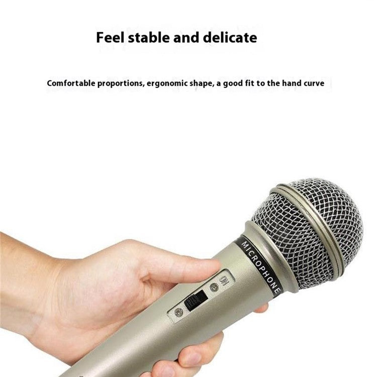 MB-106 Ergonomic Handheld Mic Plug and Play Wired Microphone with 3m Cable - Champagne