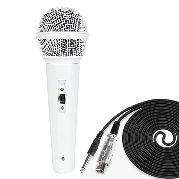 MB-106 Ergonomic Handheld Mic Plug and Play Wired Microphone with 3m Cable - White