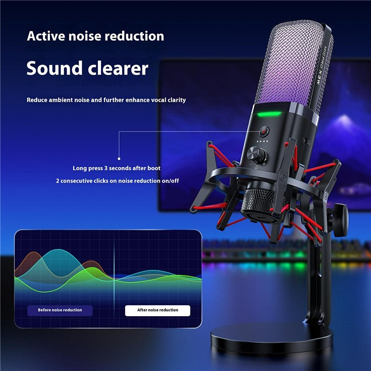 YANMAI X3W Noise Reduction Mic Wireless / Wired Dual Mode RGB Gaming Desktop Microphone