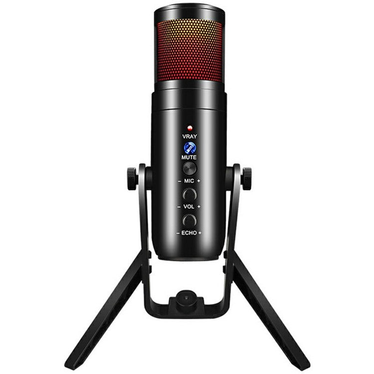 MU900max RGB Light Karaoke Microphone E-Sports Gaming Condenser Mic with Desktop Bracket