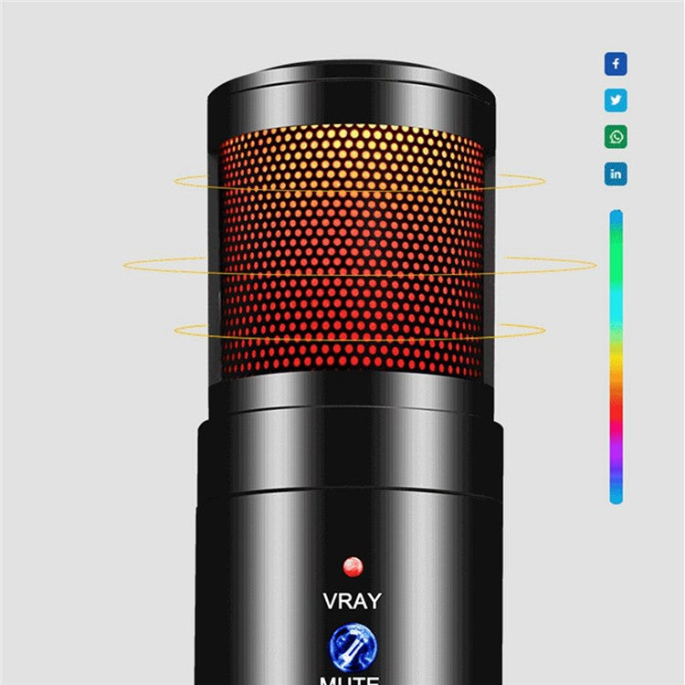 MU900max RGB Light Karaoke Microphone E-Sports Gaming Condenser Mic with Desktop Bracket