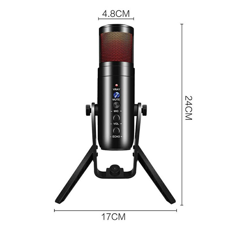 MU900max RGB Light Karaoke Microphone E-Sports Gaming Condenser Mic with Desktop Bracket