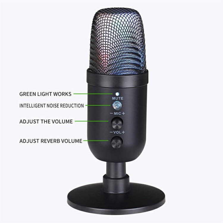 MU1000 Condenser Microphone Real Time Monitoring Noise Reduction Recording Desktop Mic