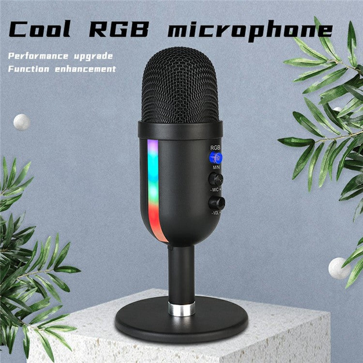 MU2000 Condenser Microphone with RGB Light Professional Desktop Cardioid Mic for PC / Mac / PS5