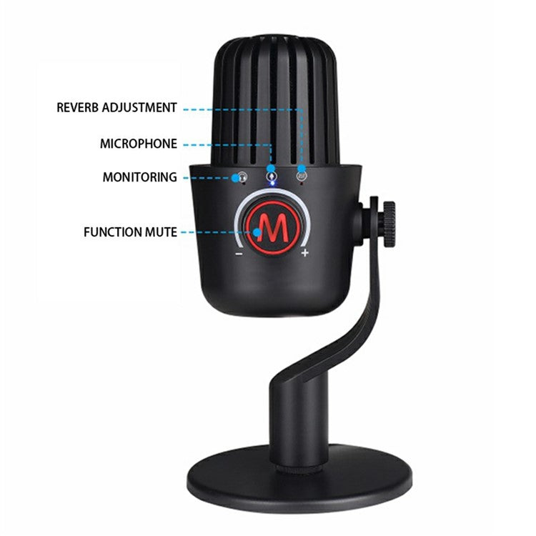 PDO-20 USB Gaming Microphone Noise Cancellation Condenser Mic for Live Streaming, Recording, PC - Black