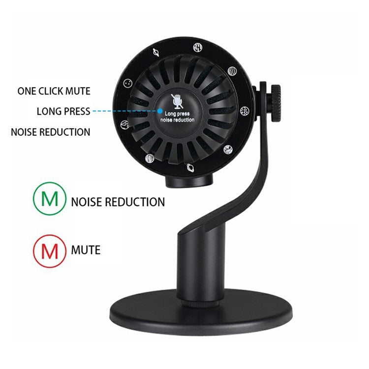 PDO-20 USB Gaming Microphone Noise Cancellation Condenser Mic for Live Streaming, Recording, PC - Black