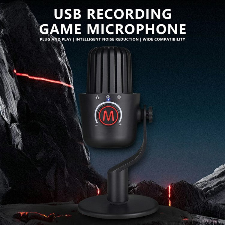 PDO-20 USB Gaming Microphone Noise Cancellation Condenser Mic for Live Streaming, Recording, PC - Black