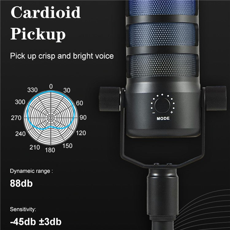 PDO Noise Reduction Microphone with RGB Light for Live Streaming / Gaming / Karaoke Desktop Mic