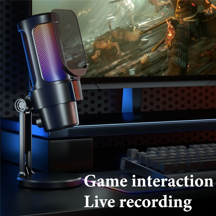 M8 Karaoke Conference Recording Desktop Microphone Professional Condenser Mic with RGB Light