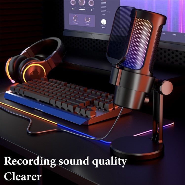 M8 Karaoke Conference Recording Desktop Microphone Professional Condenser Mic with RGB Light