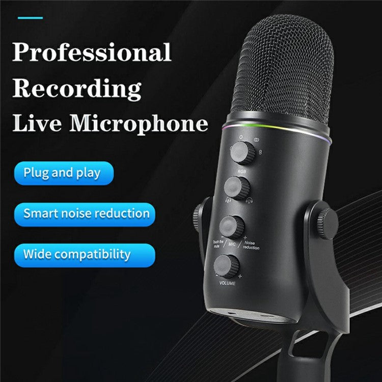 SM-20 Professional Noise Reduction Desktop Microphone USB Condenser Mic for Video Conference