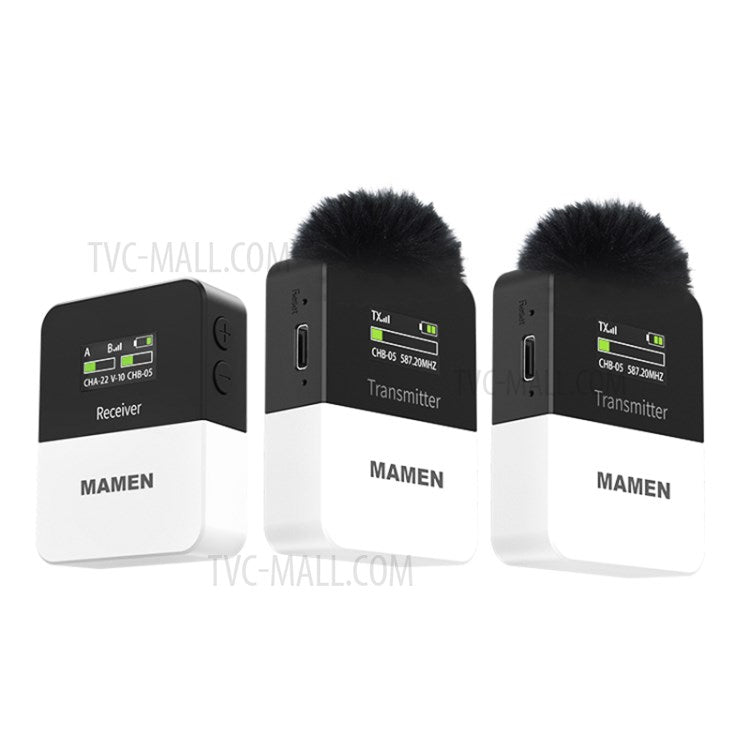 MAMEN KT-W1 Mini UHF Wireless Lavalier Microphone Noise Reduction Voice Recording Mic for DSLR Camera Phone Vlog Interview