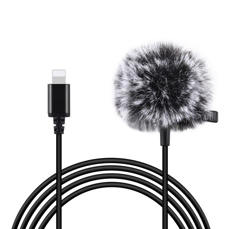 PULUZ PU426 1.5m 8 Pin Lavalier Microphone Lapel Clip-On Omni Condenser Mic for Phone Video Recording