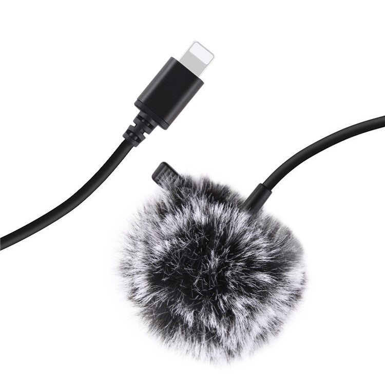 PULUZ PU426 1.5m 8 Pin Lavalier Microphone Lapel Clip-On Omni Condenser Mic for Phone Video Recording