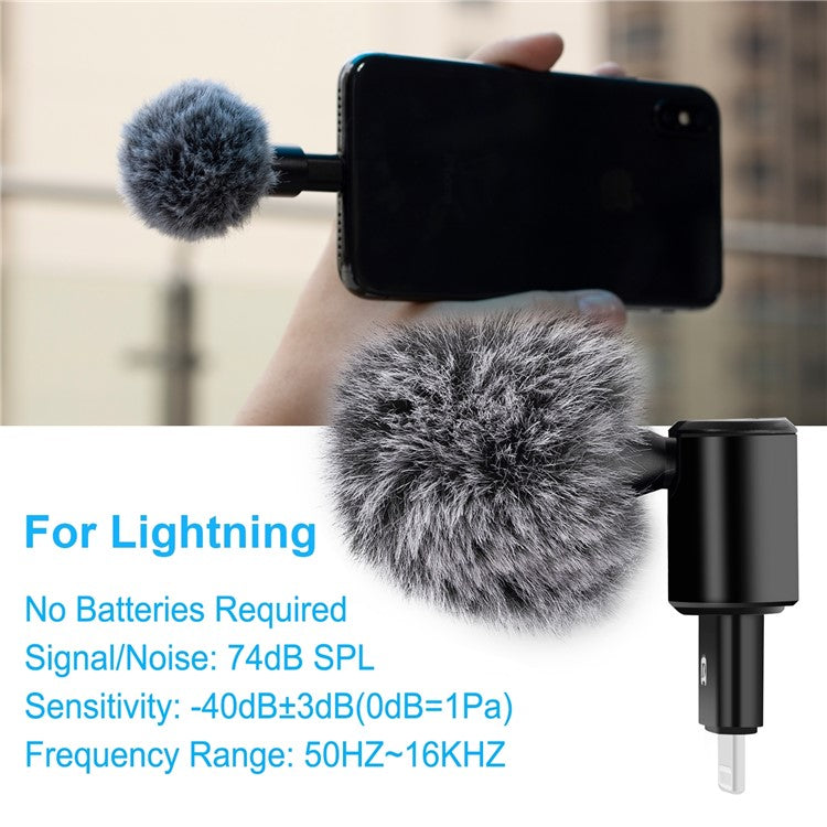 PULUZ PU615B 8Pin Wireless Lavalier Microphone Clip-On Omni Lapel Mic for iPhone Interview  /  Live Stream