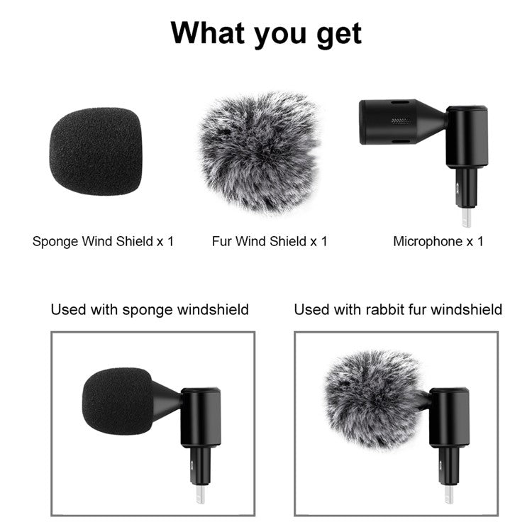 PULUZ PU615B 8Pin Wireless Lavalier Microphone Clip-On Omni Lapel Mic for iPhone Interview  /  Live Stream