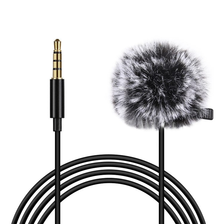 PULUZ PU424 1.5m 3.5mm Lavalier Microphone Clip-On Omnidirectional Condenser Mic for Phone K Song, Recording