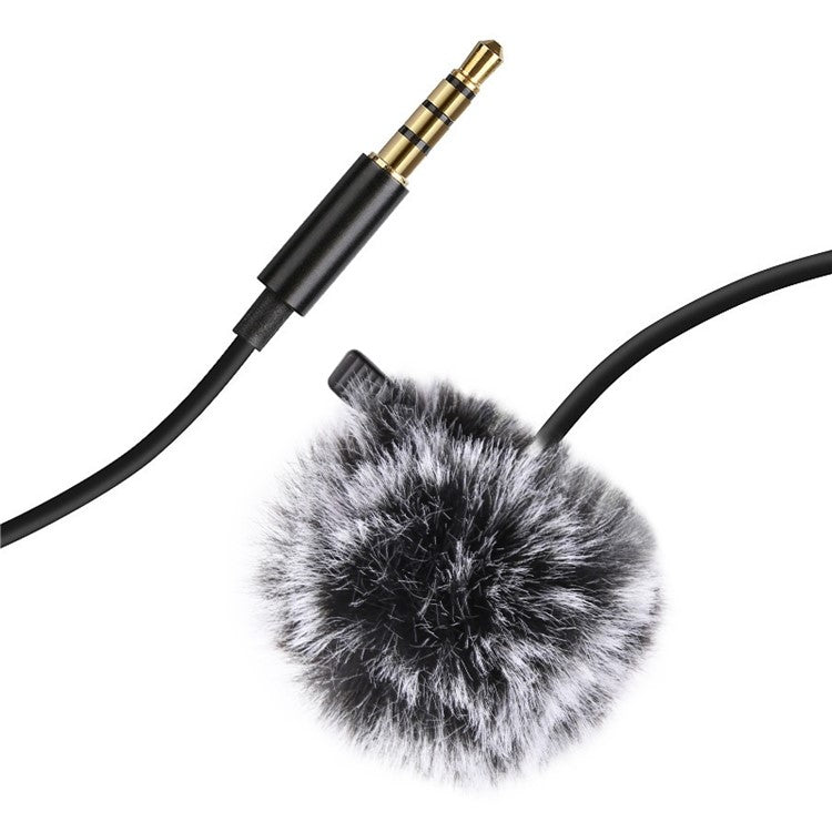 PULUZ PU424 1.5m 3.5mm Lavalier Microphone Clip-On Omnidirectional Condenser Mic for Phone K Song, Recording