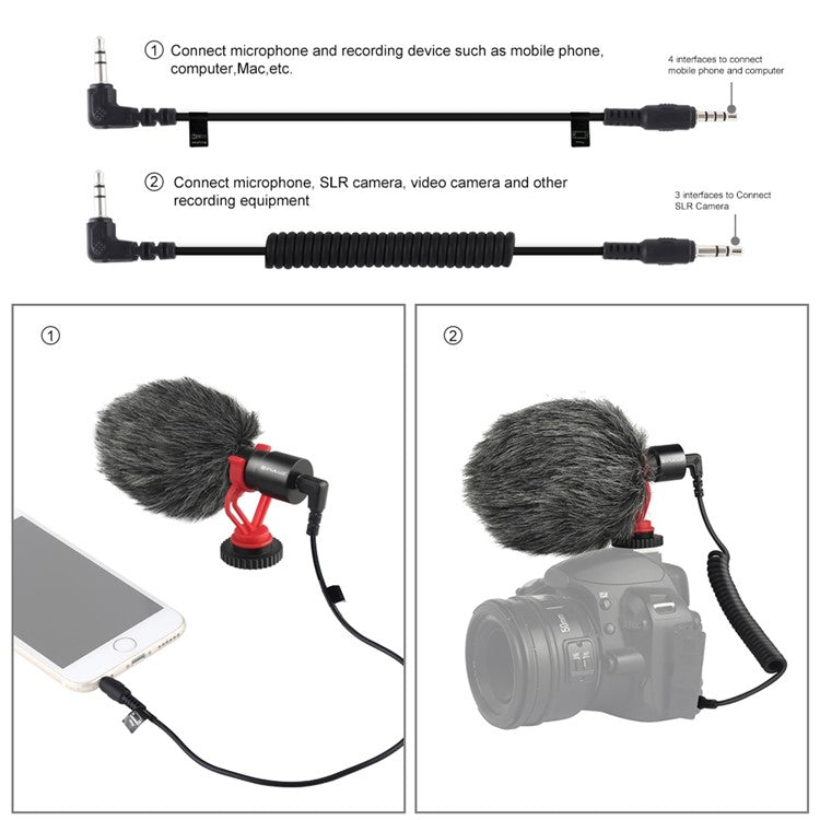 PULUZ PU3044 Professional Interview Microphone with Shock Mount for DSLR Camera / Smartphone / Tablet