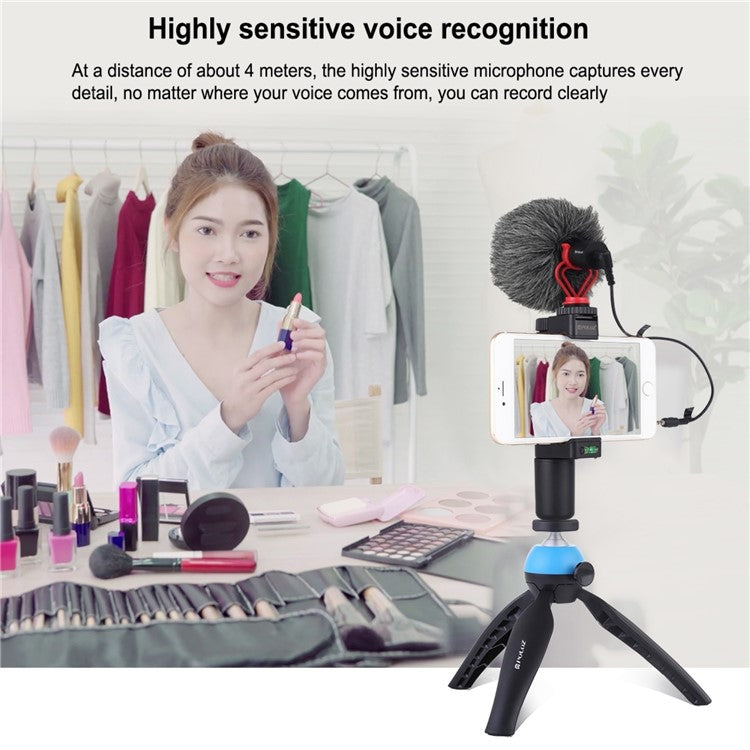 PULUZ PU3044 Professional Interview Microphone with Shock Mount for DSLR Camera / Smartphone / Tablet