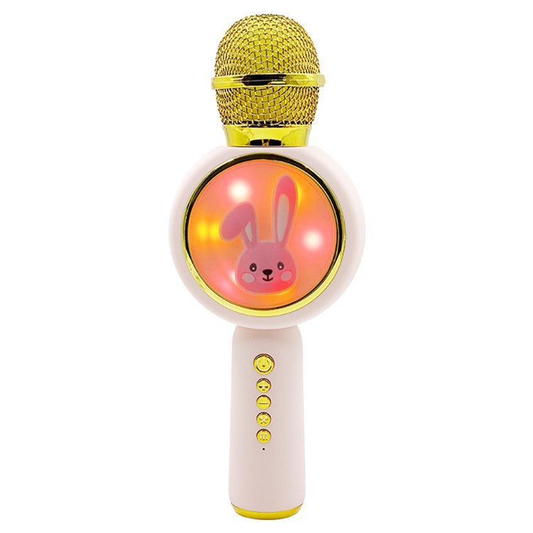 X6 Cute Rabbit Kids Microphone Voice Changing Bluetooth TWS Karaoke Mic, English Version - Pink