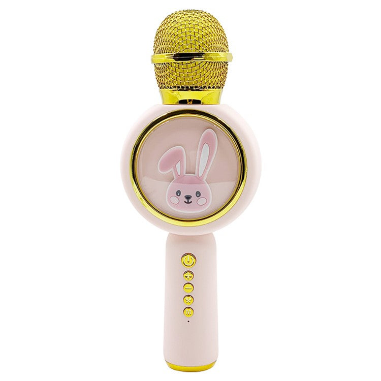 X6 Cute Rabbit Kids Microphone Voice Changing Bluetooth TWS Karaoke Mic, English Version - Pink