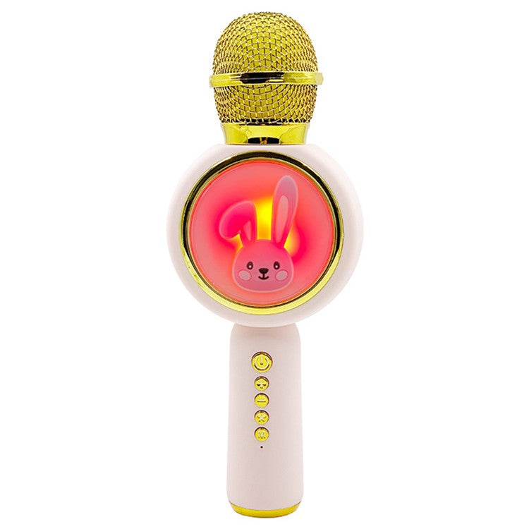 X6 Cute Rabbit Kids Microphone Voice Changing Bluetooth TWS Karaoke Mic, English Version - Pink