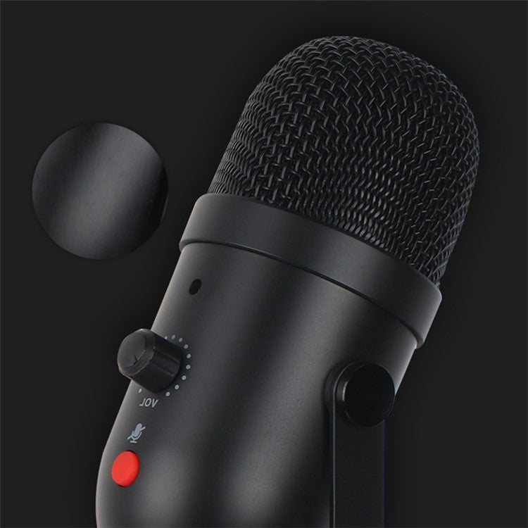 USB Condenser Microphone Cardiod Pickup Studio Recording Mic for PC Computer Streaming with Volume Control / One Key Mute