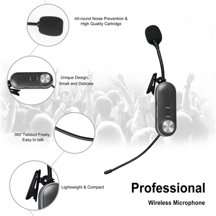 PRO-4C Wireless Lavalier Microphone Outdoor Portable 1 to 4 UHF Microphone Set with Receiver