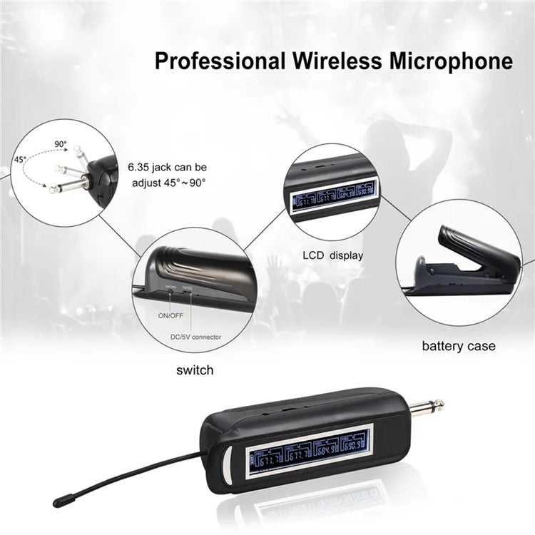 PRO-4C Wireless Lavalier Microphone Outdoor Portable 1 to 4 UHF Microphone Set with Receiver