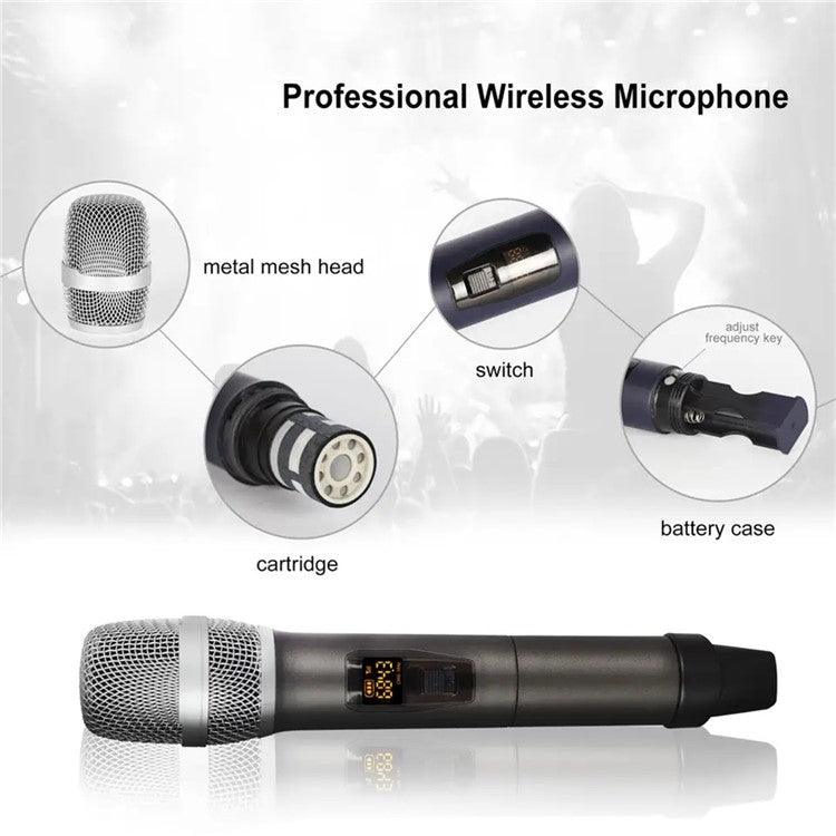 M-3 Portable Microphone Set with Receiver U-Band FM Wireless Microphone for Speaker Karaoke