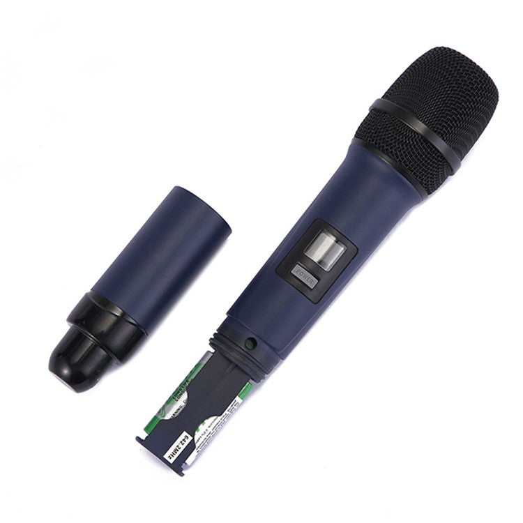 W-15 Professional Dual Dynamic Mic Handheld UHF Wireless Microphone System for Home KTV - Blue