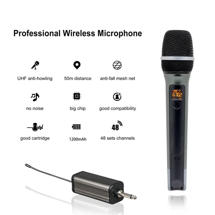 W-16 Home Karaoke Mic Outdoor Portable Microphone UHF Handheld Wireless Microphone