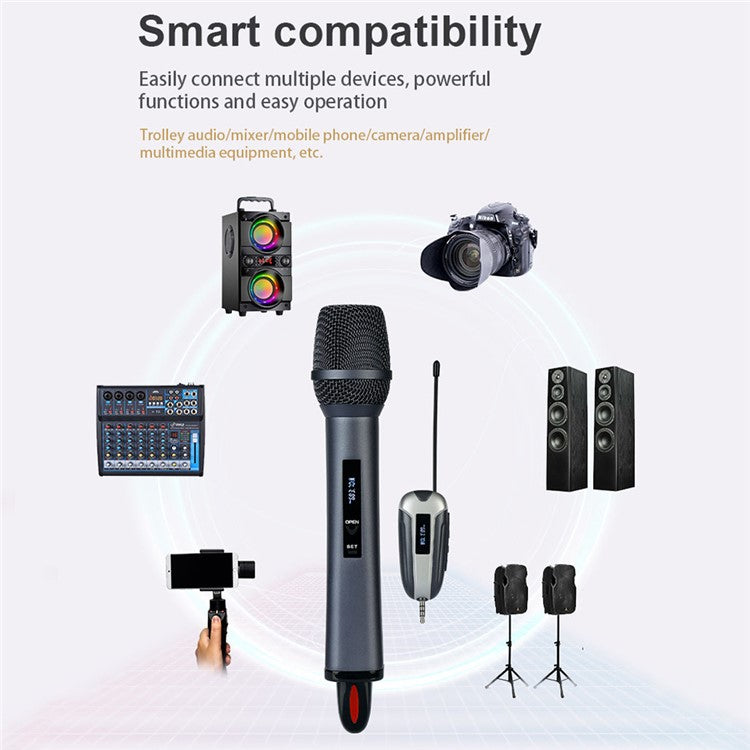 TX-11 Singing Phone Conference UHF Wireless Microphone Live Streaming Rechargeable Mic, 1 Mic + 1 Receiver - Black