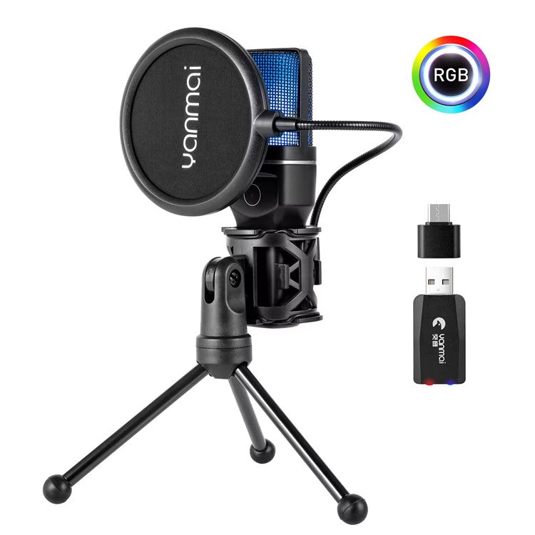 YANMAI SF-777W Live Streaming Wireless RGB Microphone for Gaming, Online Conference