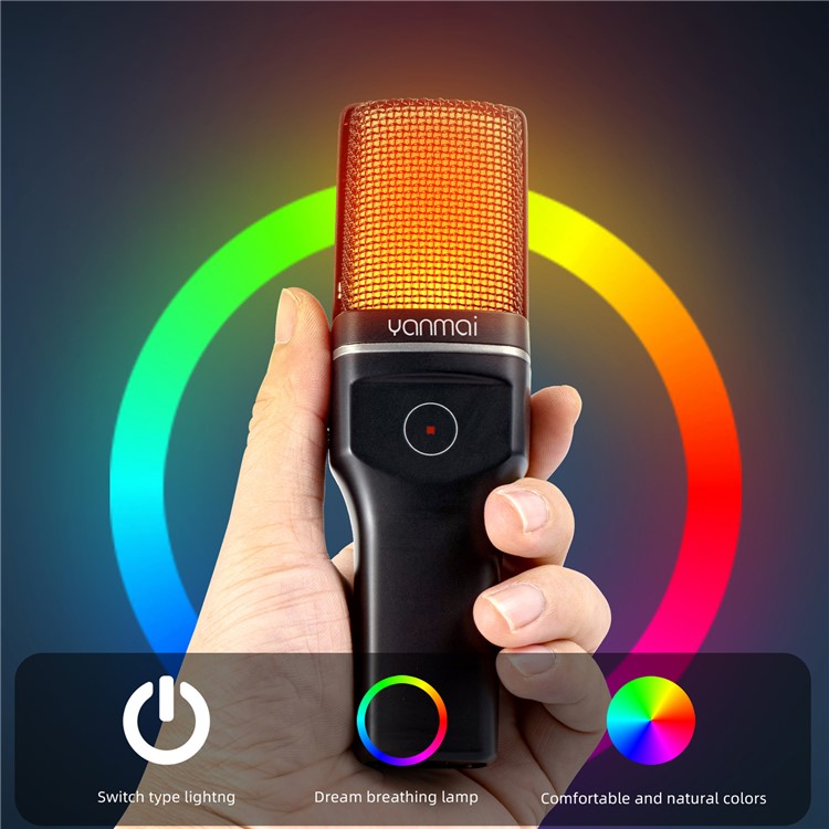 YANMAI SF-777W Live Streaming Wireless RGB Microphone for Gaming, Online Conference