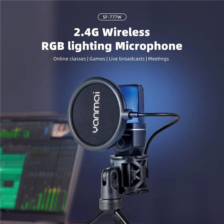 YANMAI SF-777W Live Streaming Wireless RGB Microphone for Gaming, Online Conference