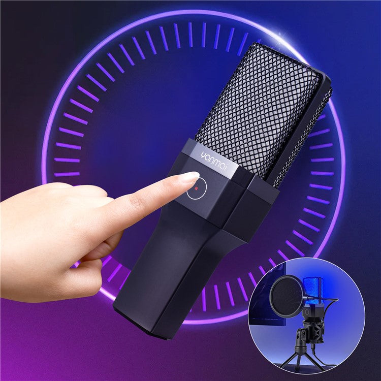 YANMAI X1R RGB Light USB Wired Microphone Recording E-sports Game Desktop Condenser Mic