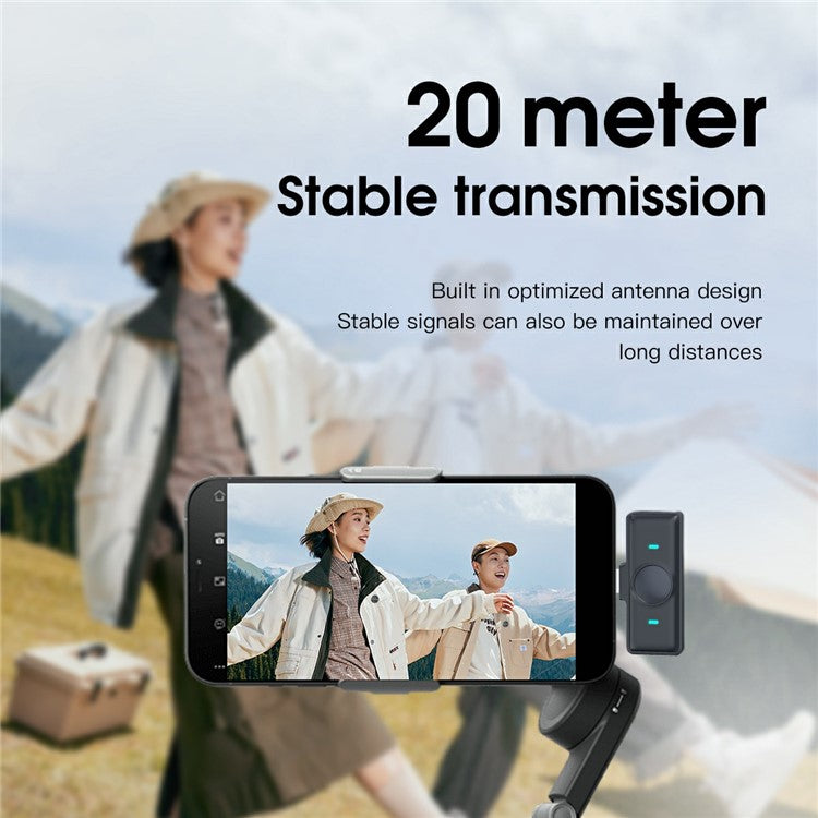 SX21 Wireless Lavalier Microphone for iPhone (2 Microphones+1 Receiver) 2.4G Smart Noise Reduction