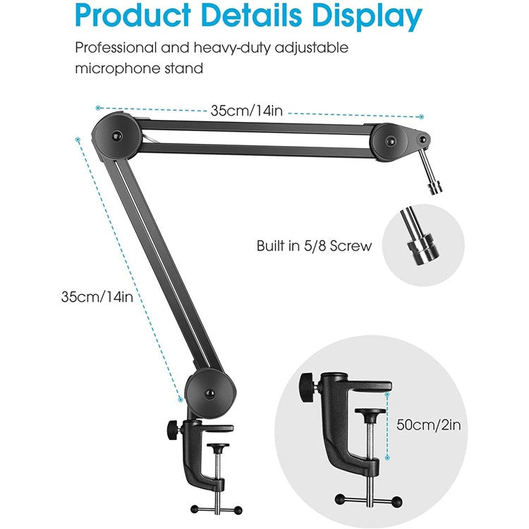 Professional Studio Condenser Microphone Adjustable Suspension Scissor Arm Stand 35cmx35cm