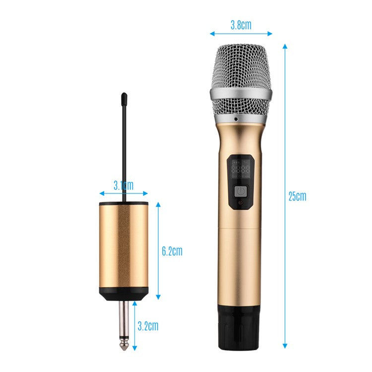 UHF Wireless Microphone Karaoke Dual Handheld Dynamic Mic Set with Receiver for Karaoke Conference